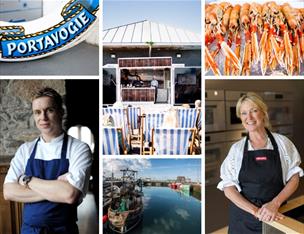 Tide and Turf collage, event images including celebrity chefs Rachel Allen and James Tanner