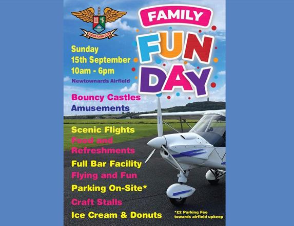 Graphic advertising the fun day on Sunday 15 September