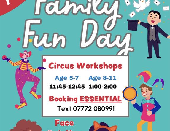 Poster of families enjoying a range of circus events