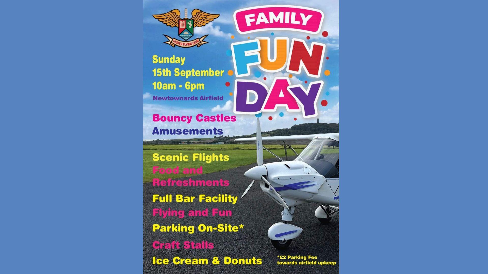 Graphic advertising the fun day on Sunday 15 September