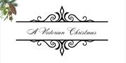 A Victorian Christmas, title text with christmas decor in the corner