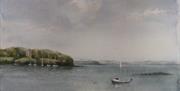 Painting of boats at Portaferry on a dull day