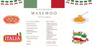 Maxemoo, Italian menu with details of the starters, mains and desserts on offer for the evening